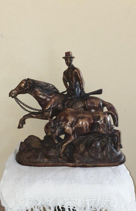 sculptuur, Cattle thief on horseback - 15 kg - 38 cm -, Antiek en Kunst, Curiosa en Brocante