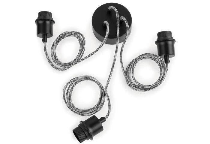 Good&amp;Mojo Ophangsysteem / 3 z / w textiel draad 1,5m, Antiek en Kunst, Antiek | Lampen, Verzenden