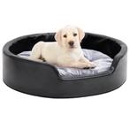 vidaXL Hondenmand 69x59x19 cm pluche en kunstleer zwart en, Dieren en Toebehoren, Honden-accessoires, Verzenden, Nieuw