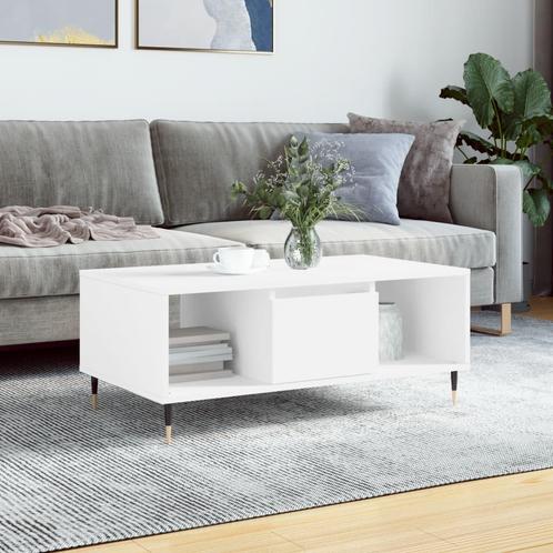 vidaXL Salontafel 90x50x36,5 cm bewerkt hout wit, Huis en Inrichting, Tafels | Salontafels, 50 tot 100 cm, Nieuw, Overige houtsoorten