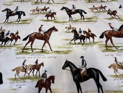 Edelridders – Elegante ruitersport op een meubelstof -, Antiek en Kunst, Antiek | Kleden en Textiel