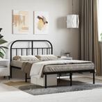 vidaXL Bedframe met hoofdbord metaal zwart 120x200 cm, Verzenden, Zwart, Nieuw, Twijfelaar