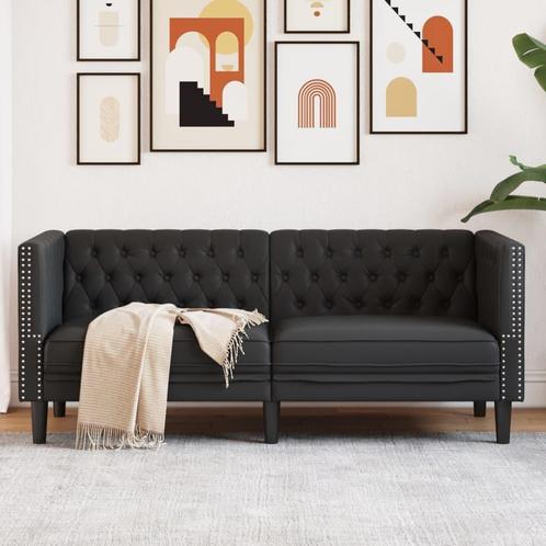 vidaXL Tweezitsbank Chesterfield-stijl kunstleer zwart, Huis en Inrichting, Banken | Bankstellen, Nieuw, Leer, Tweepersoons, Verzenden