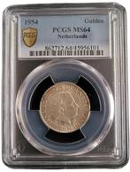 Koningin Juliana zilveren 1 gulden 1954 MS64 PCGS, 1 gulden, Koningin Juliana, Verzenden, Zilver