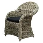 Roma dining tuinstoel naturel rotan - olefin black, Ophalen of Verzenden, Nieuw