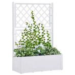 vidaXL Plantenbak hoog met latwerk en zelfbewateringssysteem, Tuin en Terras, Bloembakken en Plantenbakken, Kunststof, 100 cm of meer