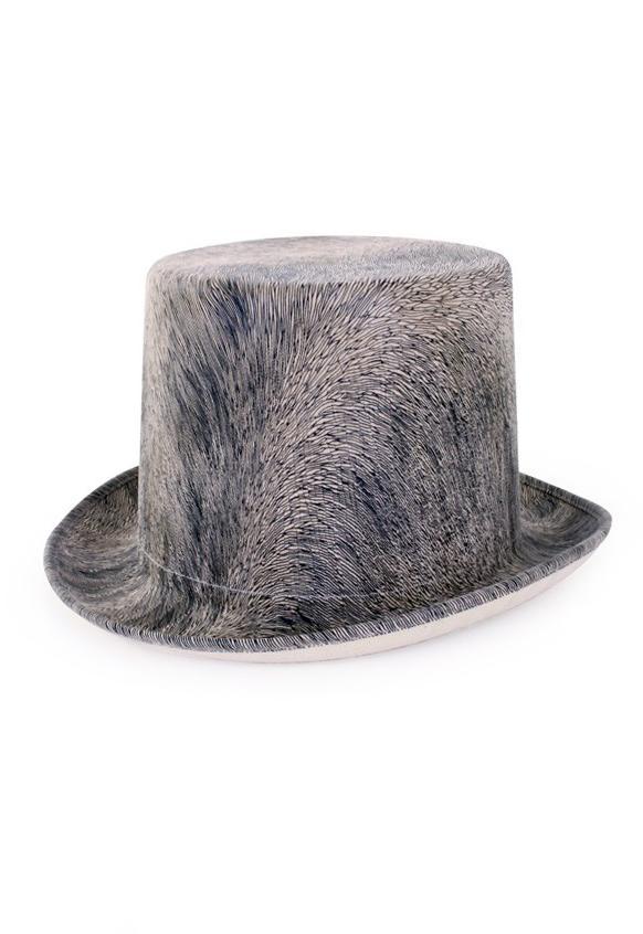 Hoge Hoed Grijs Steampunk Tophat Veren Relief One Size 59 60, Kleding | Heren, Hoeden en Petten, Nieuw, Ophalen of Verzenden