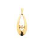 8 Krt. Hanger met parel (kettinghanger, cultivé parel), Sieraden, Tassen en Uiterlijk, Antieke sieraden, Ophalen of Verzenden