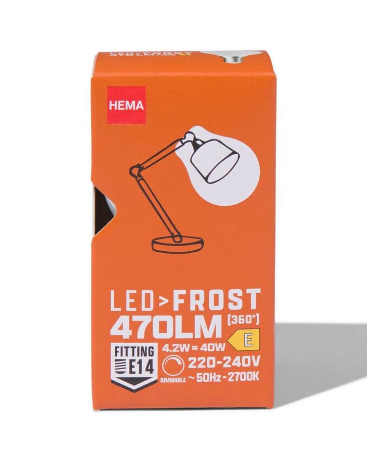 HEMA Led kogel frost E14 4.2W 470lm, Huis en Inrichting, Lampen | Overige, Nieuw, Verzenden