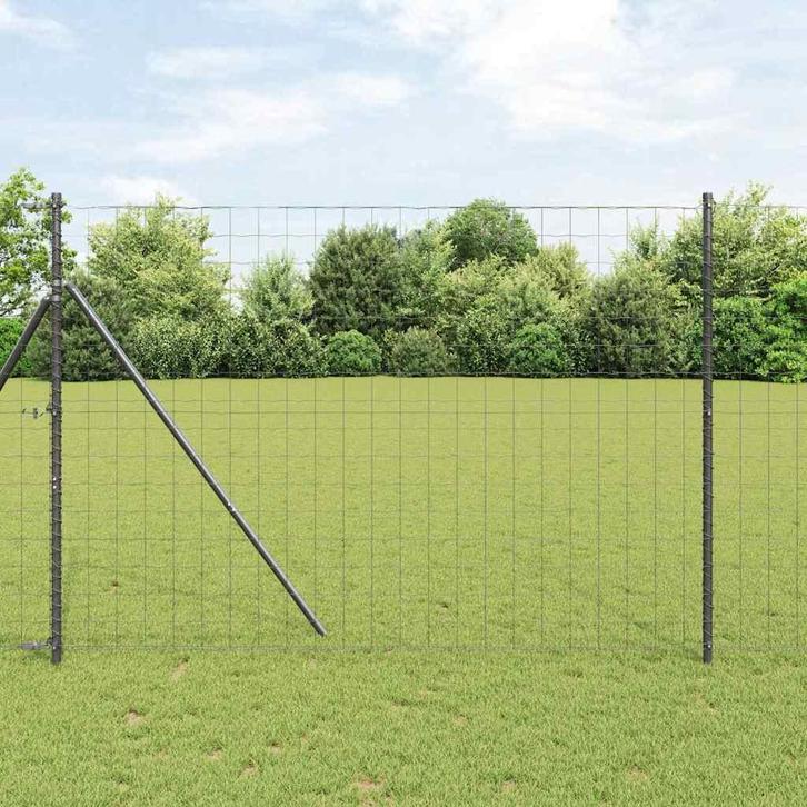 vidaXL Euro Hek Grijs 1.6 x 10 m PVC-gecoat ijzer, Tuin en Terras, Schuttingen, Nieuw, IJzer, Verzenden