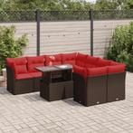 vidaXL 9-delige Loungeset met kussens poly rattan acacia, Verzenden, Nieuw, Rotan, Loungeset