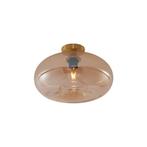 Art Deco plafondlamp messing met amber glas 40cm - Busa, Verzenden, Nieuw, Glas, Art Deco