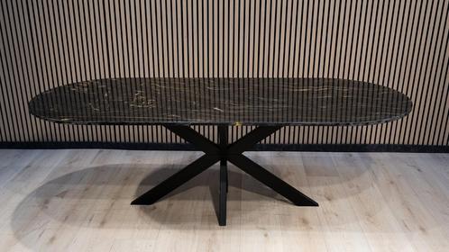 Cosmic Black Eettafel Boot 220x90 direct leverbaar, Huis en Inrichting, Tafels | Eettafels, 50 tot 100 cm, 200 cm of meer, Rechthoekig