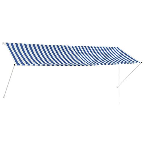 vidaXL Luifel uittrekbaar 350x150 cm blauw en wit, Tuin en Terras, Zonneschermen, Nieuw, Verzenden