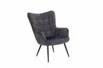 Moderne fauteuil SCANDINAVIA grijs fluweel zwart metalen, Huis en Inrichting, Fauteuils, Ophalen of Verzenden, Nieuw