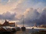 J.F. Hoppenbrouwers (1819-1866) - Schaatsers op een bevroren
