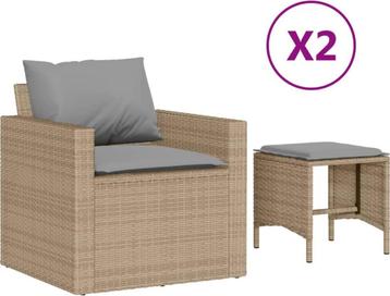 vidaXL 4-delige Loungeset met kussens poly rattan beige beschikbaar voor biedingen