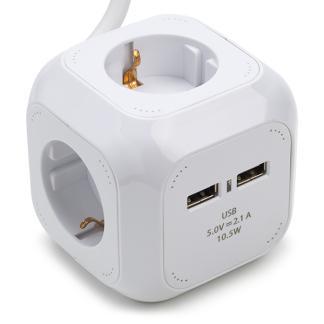 Powercube | Nedis | 1.5 meter (4-voudig, 2 USB poorten), Doe-het-zelf en Verbouw, Elektra en Kabels, Nieuw, Verzenden