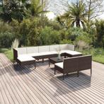 vidaXL 10-delige Loungeset met kussens poly rattan bruin, Tuin en Terras, Tuinsets en Loungesets, Verzenden, Nieuw, Rotan, Loungeset