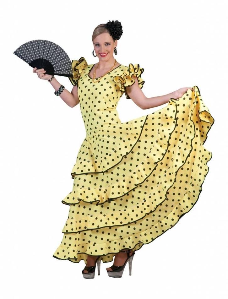Flamenco Jurk Spaans Geel, Kleding | Dames, Carnavalskleding en Feestkleding, Nieuw, Ophalen of Verzenden