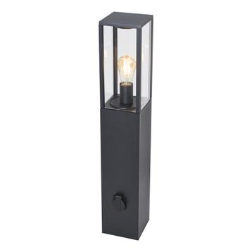 Moderne staande buitenlamp zwart 80cm met stopcontact IP44 - beschikbaar voor biedingen