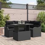 vidaXL Buiten eetset met kussen 5 pcs Zwart Poly riet, Tuin en Terras, Tuinsets en Loungesets, Verzenden, Nieuw, Rotan