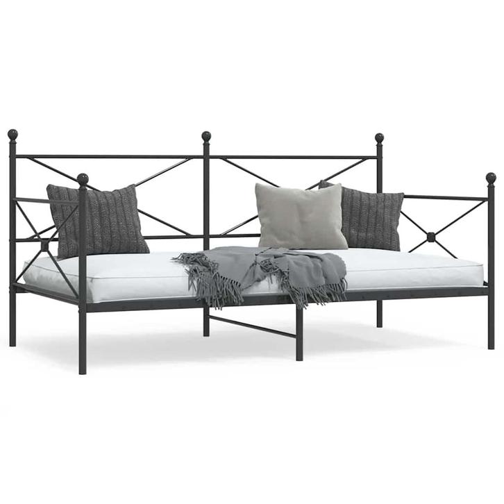 vidaXL Slaapbank zonder matras 100x190 cm staal zwart, Huis en Inrichting, Slaapkamer | Bedden, 100 cm, 190 cm of minder, Zwart