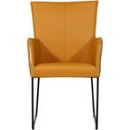 Leren eetkamerstoel Mate met armleuning - Toledo Leem, Huis en Inrichting, Stoelen, Nieuw, Leer, Ophalen of Verzenden, Leren eetkamerstoel Mate met armleuning - Toledo Leem (geel/bruin) - U-poot staal rond zwart past perfect in uw interieur als u woonstijl: Industrieel, Modern is.