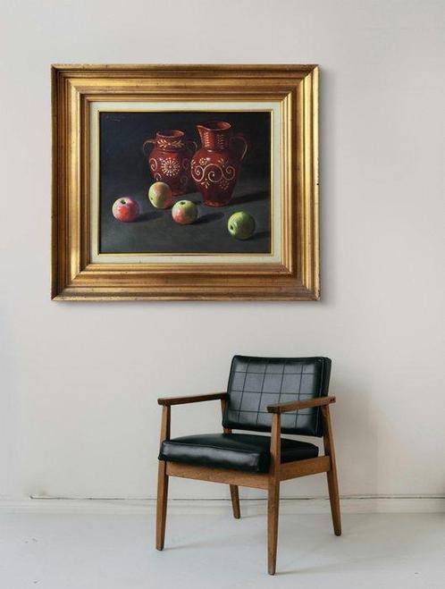 Antonio Cernuda Juan (1921) - Manzanas y cacharros, Antiek en Kunst, Kunst | Schilderijen | Klassiek