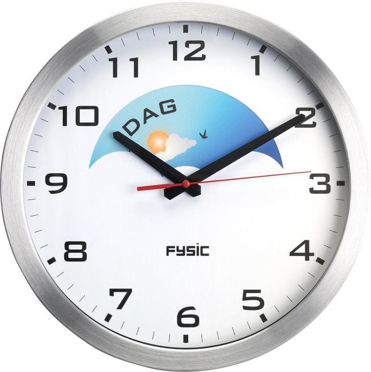 Fysic FK150 - Analoge Dementieklok - Dag en Nacht aanduiding, Huis en Inrichting, Woonaccessoires | Klokken, Zo goed als nieuw