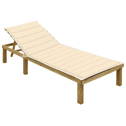 vidaXL Ligbed met crèmekleurig kussen geïmpregneerd, Tuin en Terras, Ligbedden, Nieuw, Verzenden