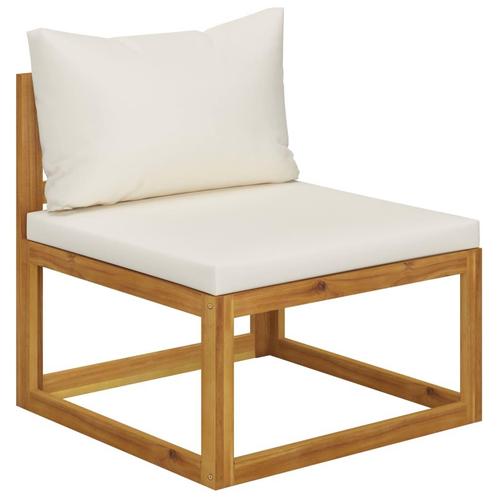 vidaXL Middenbank sectioneel met crèmewit kussen massief, Tuin en Terras, Tuinsets en Loungesets, Nieuw, Hardhout, Verzenden