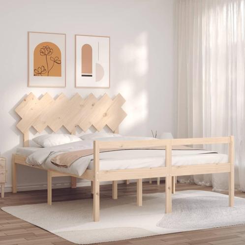 vidaXL Seniorenbed met hoofdbord massief hout 140x190 cm, Huis en Inrichting, Slaapkamer | Bedden, 140 cm, 190 cm of minder, Bruin