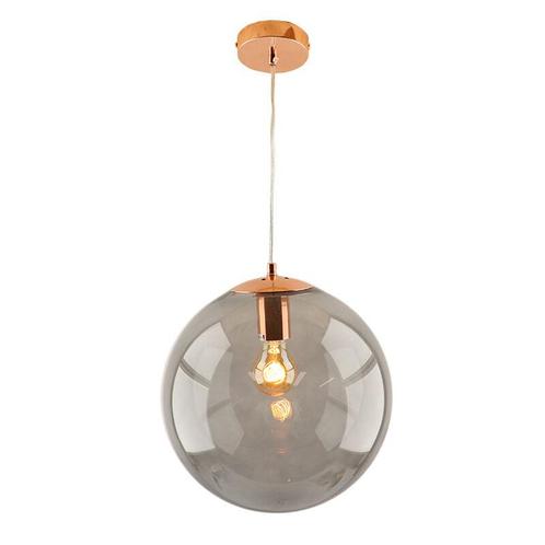 Bol hanglamp Dolf, koper ophangpendel, rookglas, 30cm, Huis en Inrichting, Lampen | Hanglampen, Nieuw, Glas, 75 cm of meer, Ophalen of Verzenden