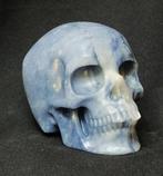 Handgesneden menselijke schedel uit blauw aventurijnkristal