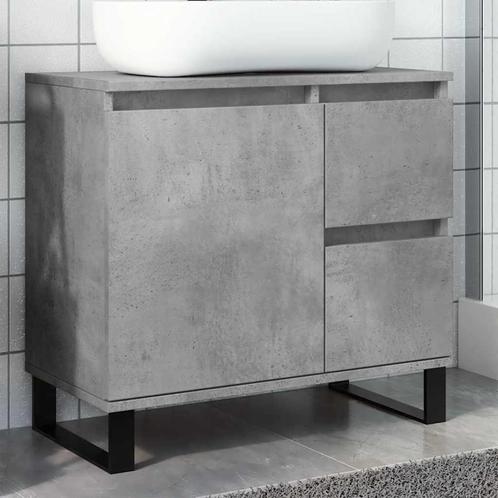 vidaXL Badkamerkast 65x33x60 cm bewerkt hout betongrijs, Huis en Inrichting, Badkamer | Badkamermeubels, Nieuw, Minder dan 100 cm