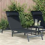 vidaXL Ligstoel 1-persoon Zwart 197 x 54 x 86 cm Staal en, Verzenden, Nieuw