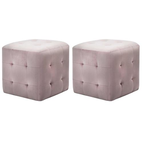vidaXL Poef 2 st 30x30x30 cm fluweel roze, Huis en Inrichting, Banken | Voetenbanken en Poefen, Nieuw, Verzenden