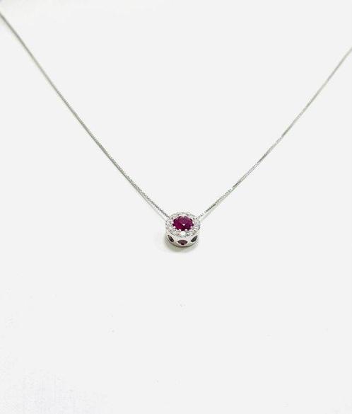 Ketting met hanger - 18 karaat Witgoud - 0.70ct. tw. Diamant, Sieraden, Tassen en Uiterlijk, Antieke sieraden