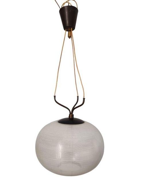Lamp - Aluminium, Glas, Messing - attribuible Stilnovo, Antiek en Kunst, Antiek | Lampen