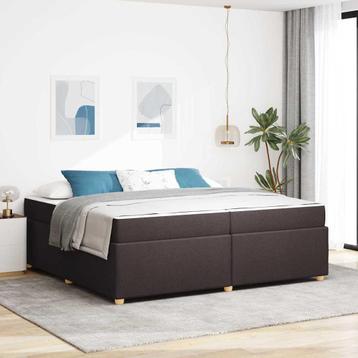 vidaXL Bedframe met matras Donkerbruin 200 x 200 cm Stof beschikbaar voor biedingen