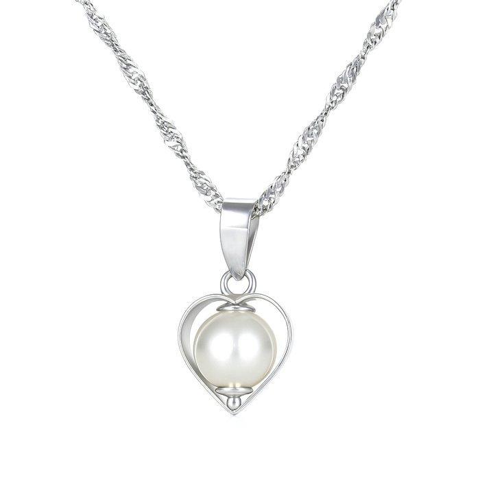 Ketting met hanger - 18 karaat Witgoud - Parel, Sieraden, Tassen en Uiterlijk, Antieke sieraden