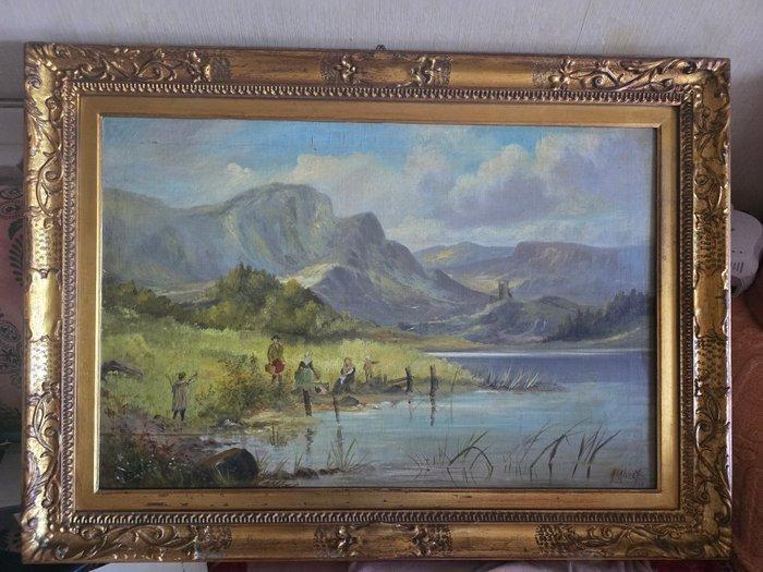 Scuola inglese (XIX), firmato Calvert - Paesaggio, Antiek en Kunst, Kunst | Schilderijen | Klassiek