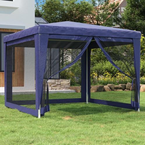vidaXL Partytent met 4 mesh zijwanden 3x3 m HDPE blauw, Tuin en Terras, Partytenten, Partytent, Nieuw, Verzenden