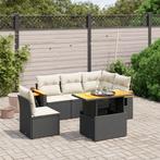 vidaXL 6-delige Loungeset met kussens poly rattan zwart, Tuin en Terras, Tuinsets en Loungesets, Verzenden, Nieuw, Rotan, Loungeset