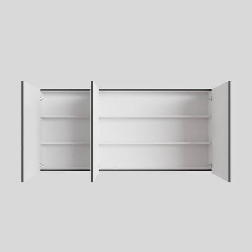 Spiegelkast BWS Cube 150x70x16 cm 3 Deuren Antraciet met Mat, Doe-het-zelf en Verbouw, Sanitair, Bad, Nieuw, Ophalen of Verzenden