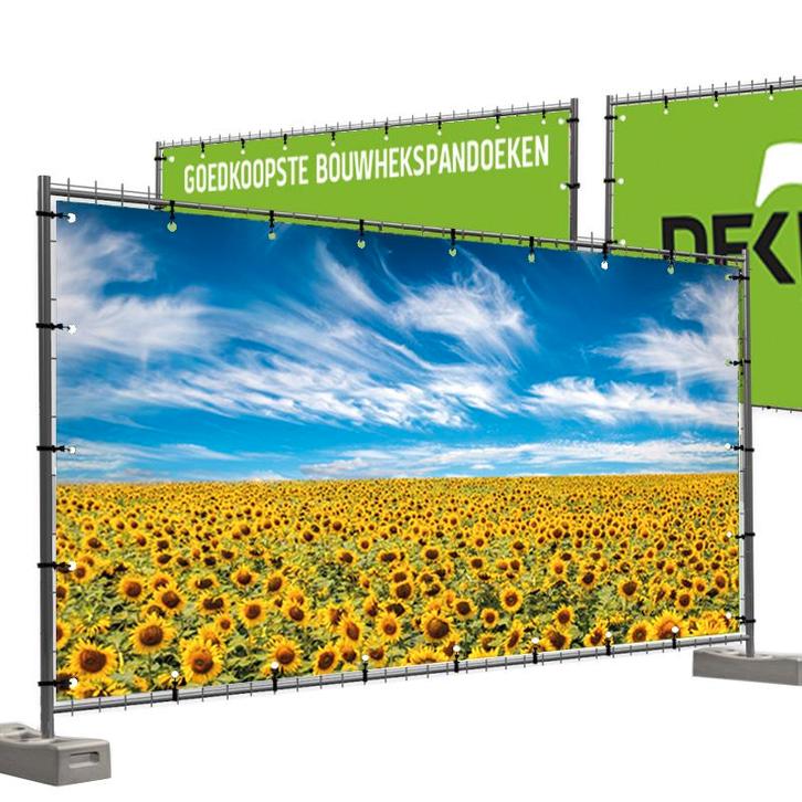 Bouwhekdoeken zonnebloemen (ontwerp 1) 335x174 cm, Diversen, Vlaggen en Wimpels, Nieuw
