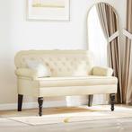 vidaXL Chesterfield Bank Crème 119.5 x 64.5 x 75 cm Nep Leer, Verzenden, Nieuw, Leer, Minder dan 150 cm