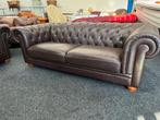 Vintage Chesterfield 3.5 zits Bruin Leren Chesterfield Bank, Huis en Inrichting, Banken | Bankstellen, Ophalen, Chesterfield, Leer