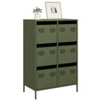 vidaXL buffetkast 68x39x101,5 cm staal olijfgroen, Verzenden, Nieuw, Metaal
